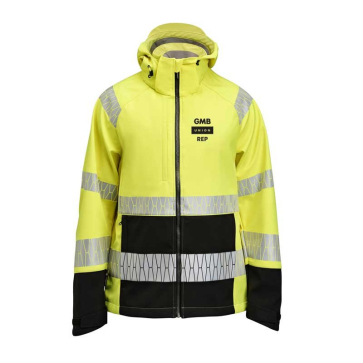 Men's Hooded Softshell Jacket Hi-Vis