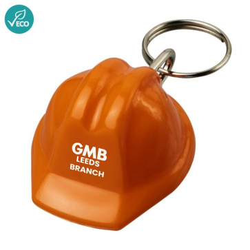 Hard Hat Shaped Recycled Keychain