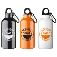 Recycled Stainless Steel Water Bottle with Carabiner 400ml