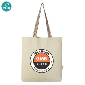 Rainbow 180 g/m² Recycled Cotton Tote Bag 5L (Personalised)