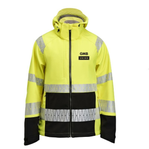 Men's Hooded Softshell Jacket Hi-Vis