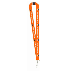 20mm Orange Flat Polyester Lanyard - MAKE WORK BETTER